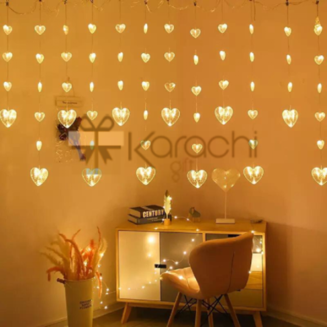 Mini Led Heart 48-Small-Heart-&-12-Big-Hearts-Approx-140leds-Electric-operated-10ft-length