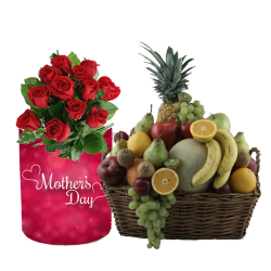 Mother Love Fruit Basket with Flower Mug